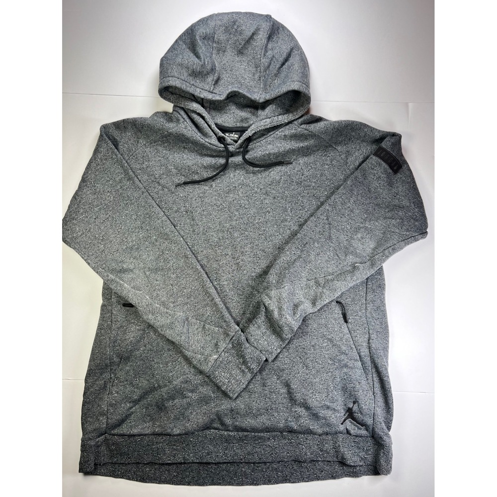 Jordan Hoodie Mens XXL Grey Heathered Pullover Jumpman Zipper Pockets Fleece